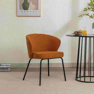 Boucle Fabric Wingback Armchair, Upholstered Modern Accent Dining Chair with Metal Legs, Comfortable Sponge Filling, 62x63.5x75 cm, Orange Aosom UK