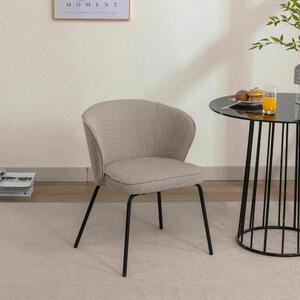 Upholstered Modern Boucle Chair with Metal Legs, Soft Sponge Filling, Fabric Wingback Armchair for Dining Table, 62x63.5x75 cm, Light Grey Aosom.UK