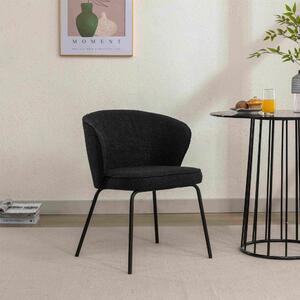 Boucle Fabric Wingback Armchair, Upholstered Modern Accent Dining Chair with Metal Legs, Comfortable Sponge Filling, 62x63.5x75 cm, Black Aosom UK