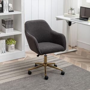 Adjustable Height Swivel Executive Office Chair with Gold Legs, Ergonomic Backrest, Height Adjustable Stool, 58x58x86 cm, Dark Grey Aosom UK