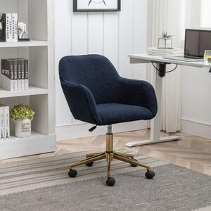 Adjustable Height Swivel Executive Office Chair with Gold Legs, Ergonomic Backrest, Height Adjustable Stool, 58x58x86 cm, Dark Blue Aosom UK