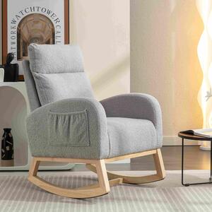 Modern Rocker with Solid Wood Legs and Padded Seat, Occasional Chairs for Nursery Room, Reading Room, Bedroom, 88x71x104.5 cm, Light Grey Aosom.UK