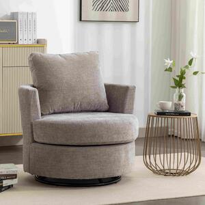 Chenille Swivel Recliner with Back Cushion, Thick Foam Pad, Oversize 360 Degree Swivel Round Sofa with 3 Pillows, 78.5x83x86 cm, Light Grey Aosom UK