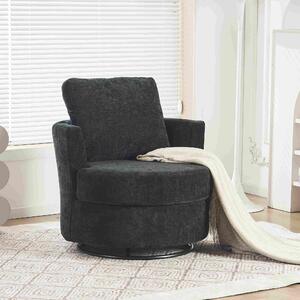 Chenille Swivel Recliner with Back Cushion, Thick Foam Pad, Oversize 360 Degree Swivel Round Sofa with 3 Pillows, 78.5x83x86 cm, Dark Grey Aosom UK