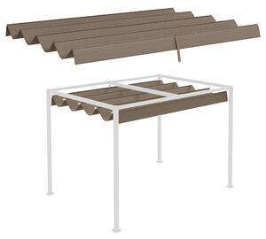 Outsunny Pergola Roof, Retractable Sun Shade Cover for 3 x 2.15m Pergola, UV30+ Protected, Coffee