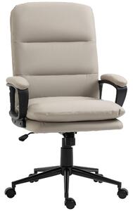 Vinsetto Swivel Office Chair, PU Leather Ergonomic Desk Chair with Adjustable Height & Rolling Wheels for Home Study, Light Grey Aosom UK