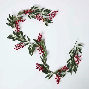 Homescapes Artificial Winter Berries and Olive Leaf Garland