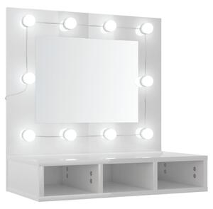 Mirror Cabinet with LED High Gloss White 60x31.5x62 cm