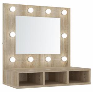 Mirror Cabinet with LED Sonoma Oak 60x31.5x62 cm