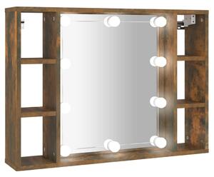 Mirror Cabinet with LED Smoked Oak 76x15x55 cm