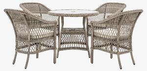Lingerer 4 Seater Round Dining Set in Stone