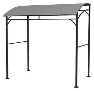 Outsunny 2.2 x 1.5 m BBQ Grill Gazebo Tent, Garden Grill with Metal Frame, Curved Canopy and 10 Hooks, Outdoor Sun Shade, Grey