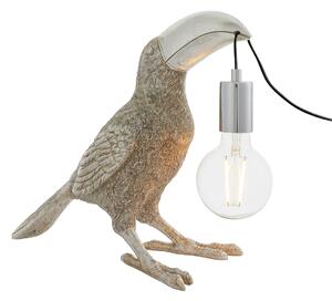 Touker the Toucan Table Lamp in Antique Silver