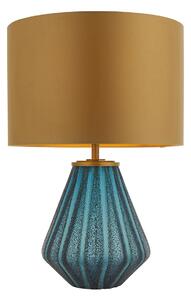 Pamela Turquoise Blown Glass Table Lamp with Gold Shade