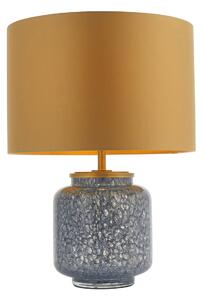Pamela Blue Mottled Glass Table Lamp with Gold Shade
