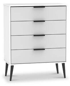 Asher White Wooden 4 Drawer Storage Chest with Black Legs | Roseland