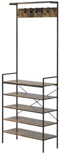 HOMCOM Kitchen Bakers Rack, Microwave Stand, Coffee Bar with 5 Shelves and 5 Hooks for Dining Room, Shoe Racks for Entryway