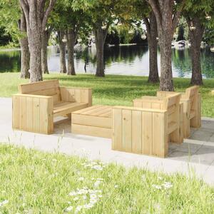 4 Piece Garden Lounge Set Impregnated Solid Wood Pine