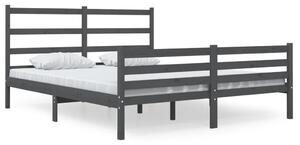 Bed Frame Solid Wood Pine 140x190 cm Grey