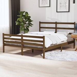 Bed Frame Solid Wood Pine 140x190 cm Honey Brown