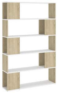 Book Cabinet Room Divider White and Sonoma Oak Engineered Wood