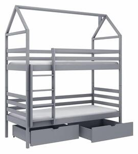 Agnano Wooden Bunk Bed Without Mattress And Storage In Grey