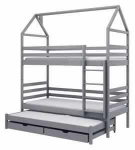 Detroit Wooden Bunk Bed Without Mattress And Trundle In Grey