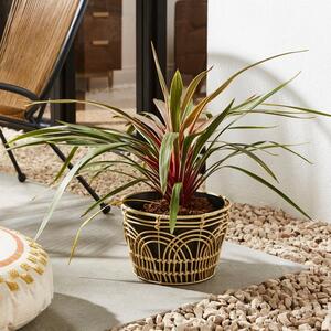 Faux Rattan Metal Plant Pot