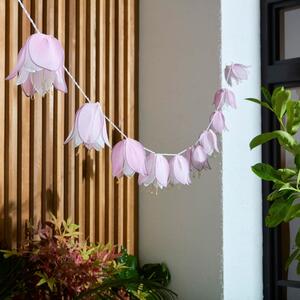 Fabric Flowers 10 LED Indoor Outdoor Solar String Lights