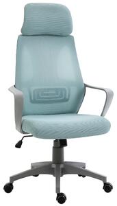 Vinsetto Ergonomic Mesh Office Chair: Wheeled Comfort for Home Workstations, Adjustable High Back, Soothing Blue