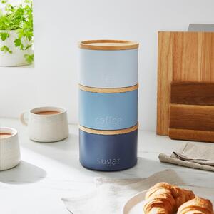 Set of 3 Stacking Canisters Blue