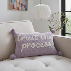 Trust the Process Embroidered Rectangular Cushion Lilac