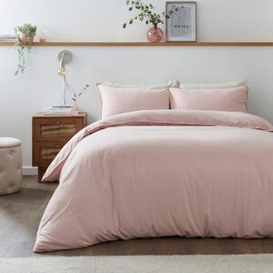 Supersoft Washed Microfibre Duvet and Pillowcase Set Peach Blush