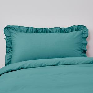 Non Iron Plain Dye Aqua Frilled Pillowcase Aqua