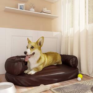 Ergonomic Foam Dog Bed Brown 75x53 cm Faux Leather