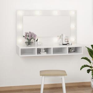 Mirror Cabinet with LED High Gloss White 90x31.5x62 cm