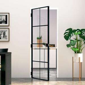 Interior Door Black 76x201.5 cm Tempered Glass&Aluminium