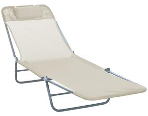 HOMCOM Garden Lounger Recliner Adjustable Sun Bed Chair-Beige