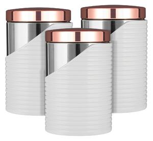 Linear White and Rose Gold Set of 3 Canisters White