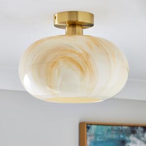 Lacey Alabaster Semi Flush Ceiling Light Gold