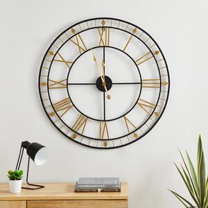 Brass Skeleton 70cm Wall Clock Gold Gold