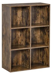 HOMCOM Open Shelves Unit Solid Wood Bookcase with 3-Shelf, Anti-toppling Device, Rustic Brown Aosom UK