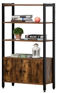 HOMCOM Industrial Bookshelf, Storage Cabinet with 3-Tier with Doors, for Home Office, Living Room Rustic Brown Aosom UK