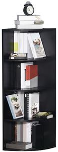 HOMCOM Wood Corner Shelf 4 Tier Unit Freestanding Bookshelf Plants Stand Display Shelf Modern Decoration Black