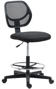 Vinsetto Ergonomic Mesh Office Chair, Draughtsman Chair, Tall Office Chair with Footrest Ring and Height Black, Black Aosom UK