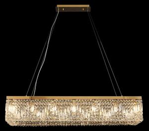 Baden 120 x 37 cm Rectangular Pendant Chandelier In Gold Finish With Crystal Glass