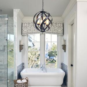Quintiesse QN-BLACKSMITH-4P-OBK Blacksmith 4 Light Outdoor Chandelier In Old Black Finish