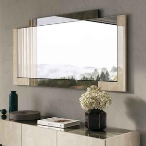 Fabio Marble Effect Mirror with High Gloss Frame in Warm Grey and Dark Brown