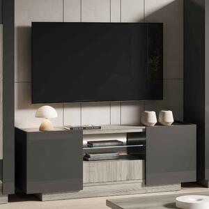 Avora High Gloss TV Stand in Dark Grey Pine and LED