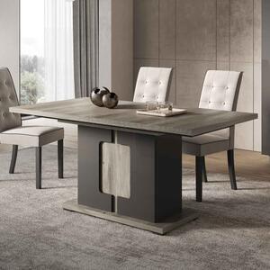 Avora High Gloss Extending Dining Table in Dark Grey Pine and LED